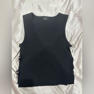 Kids Black Ribbed One-Piece Swimsuit